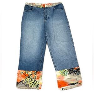 Agolde Rio Palm Tree Print Cuff Jeans Size 29 Y2K